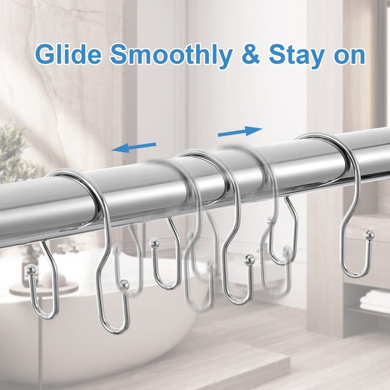TENOVEL 24 Pack Double Shower Curtain Hooks Rings  TENOVEL Double Sided Shower Curtain Hooks Rust Proof for Shower Curtain  Stainless Steel Bathroom Shower Hangers Rings for Shower Rods  Polished Chrome - Image 5